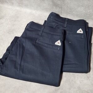 (2) BULWARK FR Flame Fire Resistant Pants navy Blue 11 ATPV Work uniform 38x32